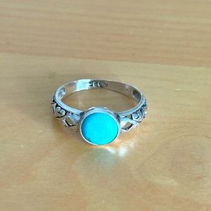 Silver Ring with Turquoise-Colored Gem